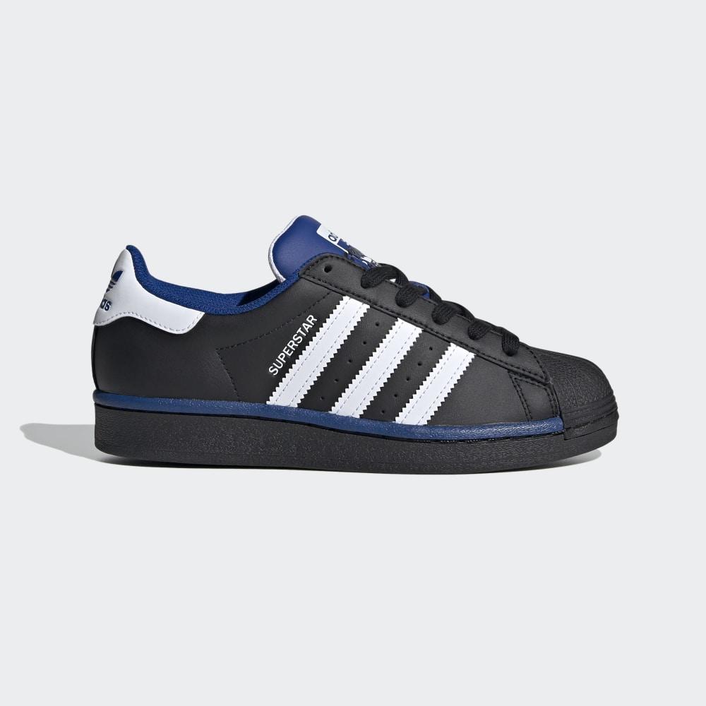 Adidas Boys' Superstar Shell Toe Originals Shoes Black/White/Royal Ireland FV3665